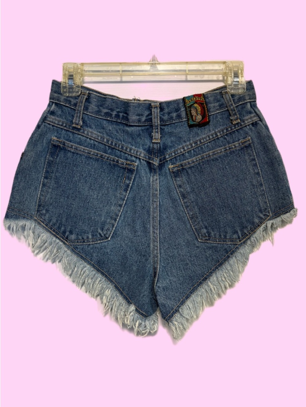 Vintage Carletti High-Waist Studded Denim Shorts - Blue - Picture 2 of 5